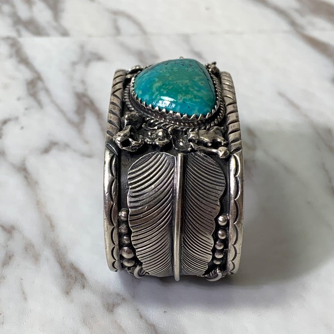 vintage navajo バングル ターコイズ シルバー925 刻印 存在感