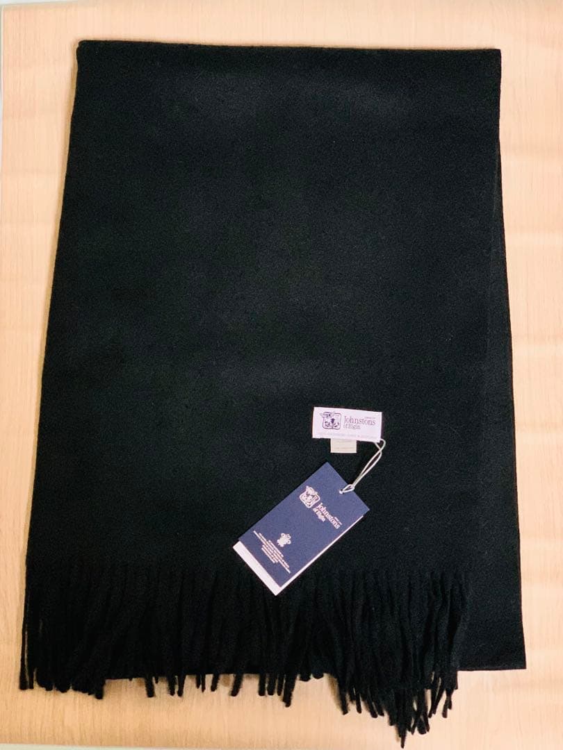 A*.様 ジョンストンズ カシミア 大判ストール マフラー ブラック