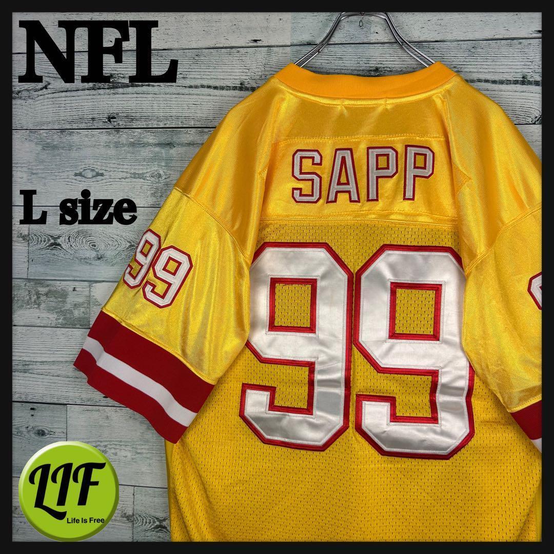 NFL 全刺繍 半袖 アメフトゲームシャツ イエロー L 5159