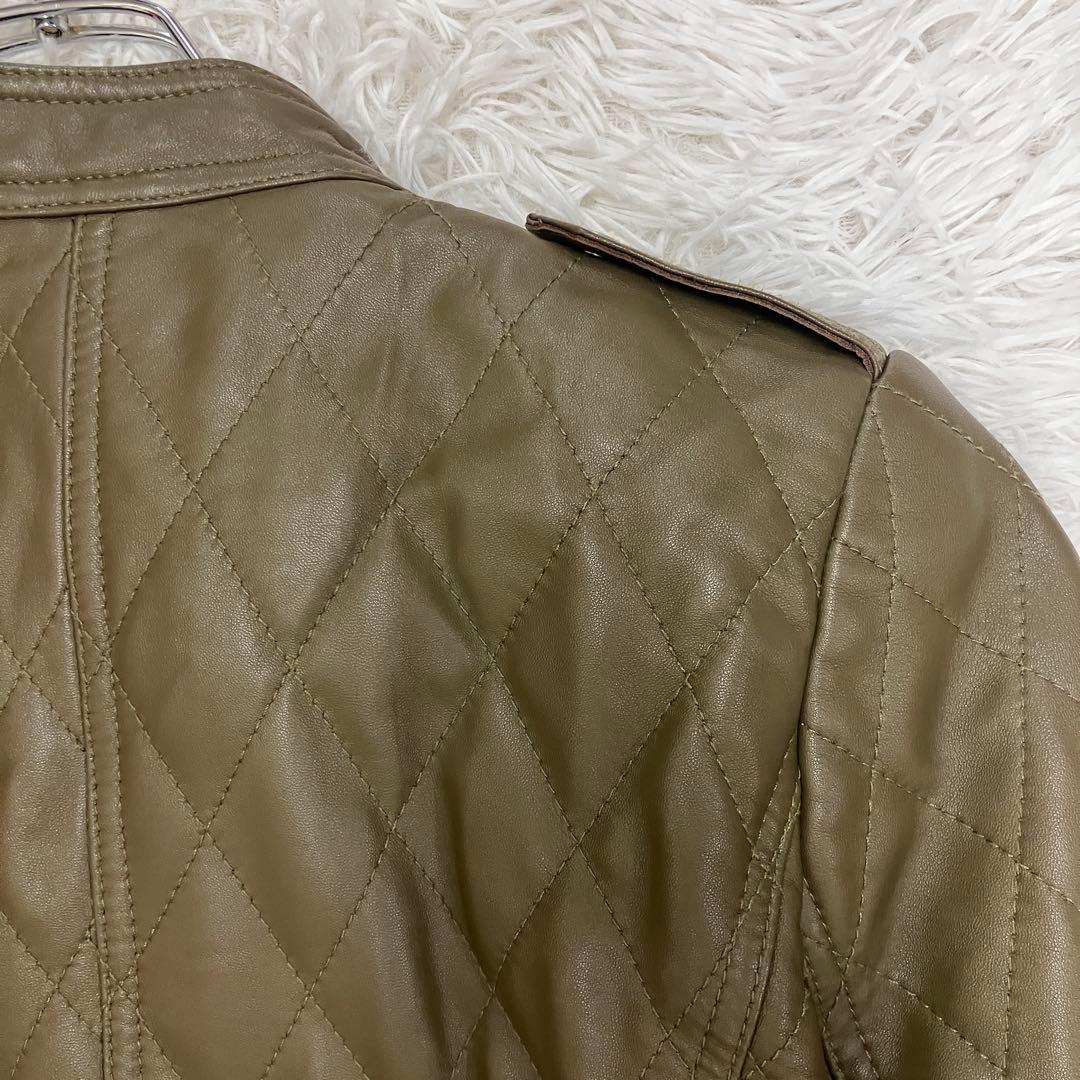 短丈 BALMAIN バルマン キルティング レザー ライダースジャケット 羊革