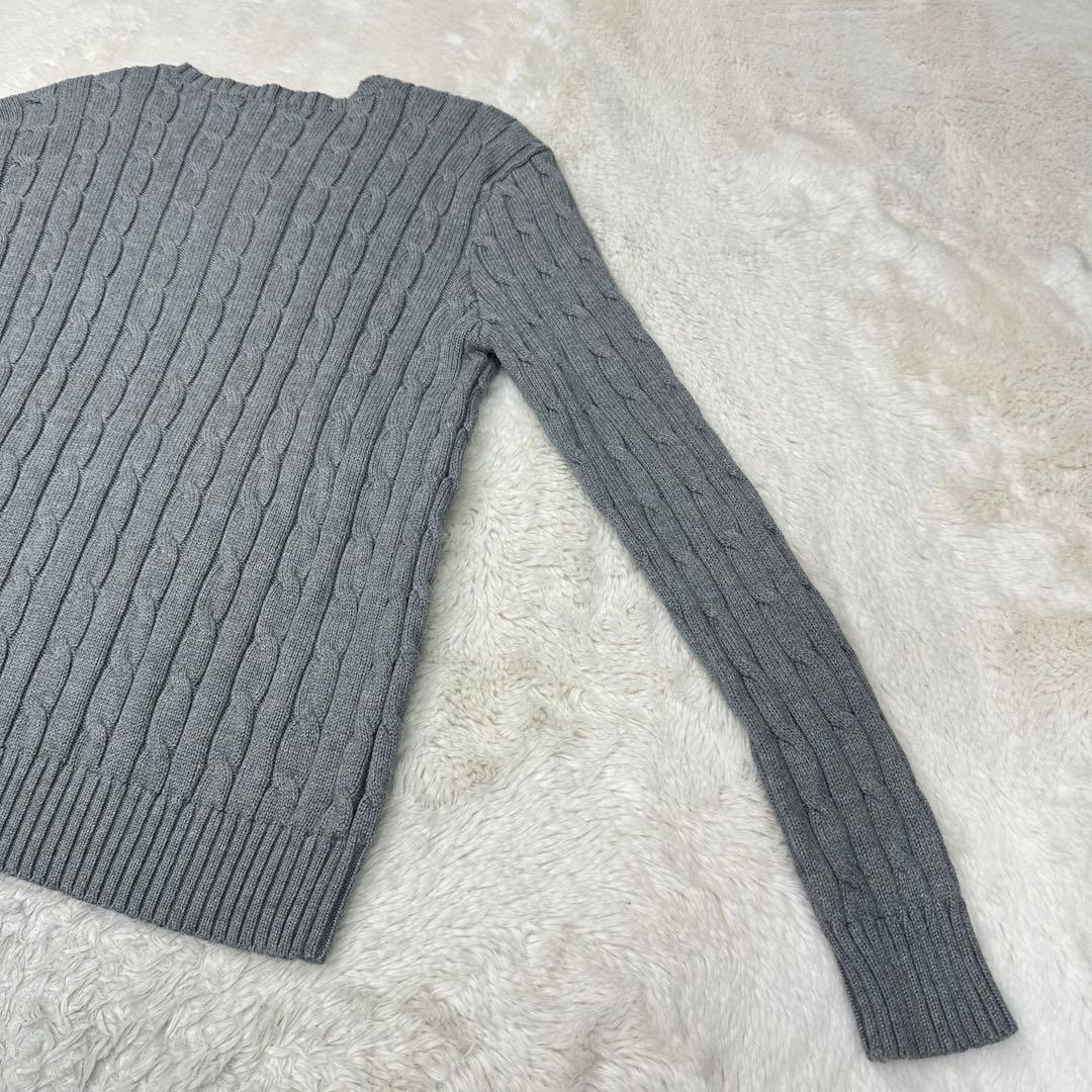 ✨美品✨ポロラルフローレン ケーブルニット グレー L ポニー刺繍 綿100%