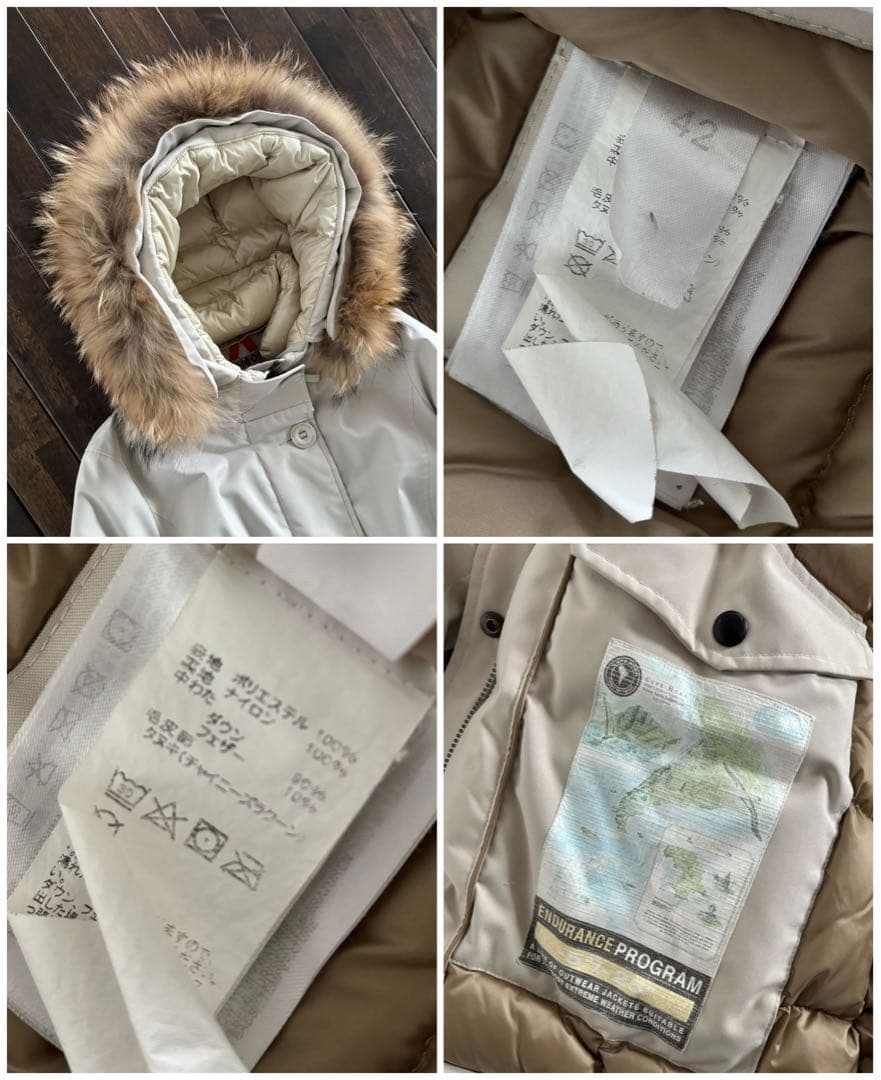 ケープホーン/定価9.7万 ネヴァド ファー付 ダウンJKT アイボリー 42