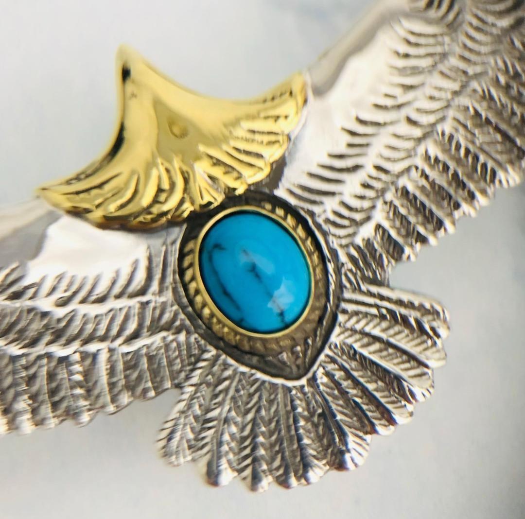 シルバー925 ペンダントトップ　イーグル　ターコイズ　5-3　4876