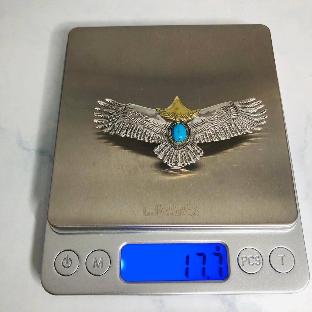 シルバー925 ペンダントトップ　イーグル　ターコイズ　5-3　4876