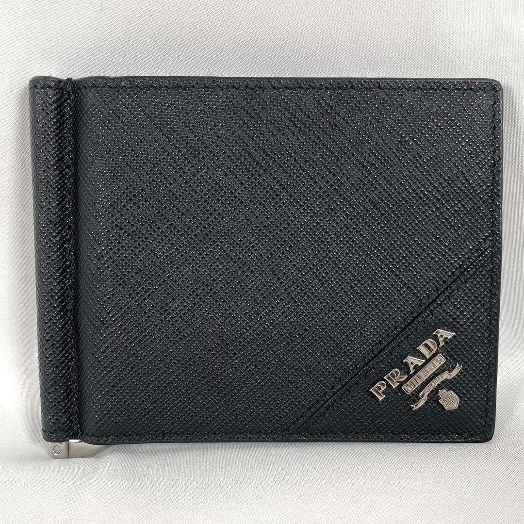 未使用に近い PRADA プラダ マネークリップ 二つ折り財布 カードケース