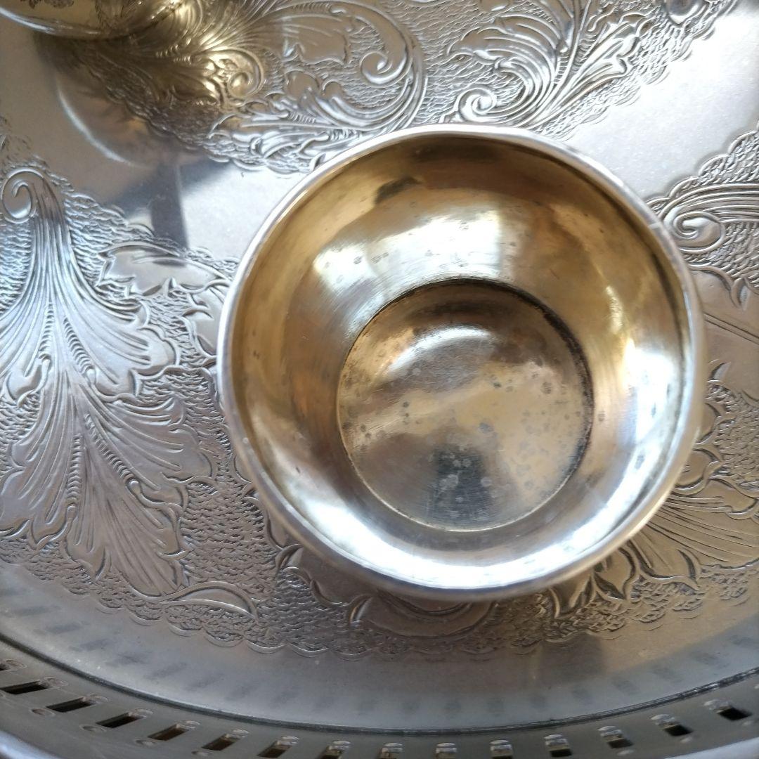 アンテーク純銀ソルト花柄カップセット