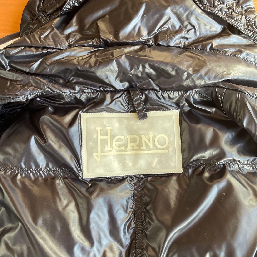 美品Herno 黒 フード付きダウンベスト40サイズ　衣類カバー付き