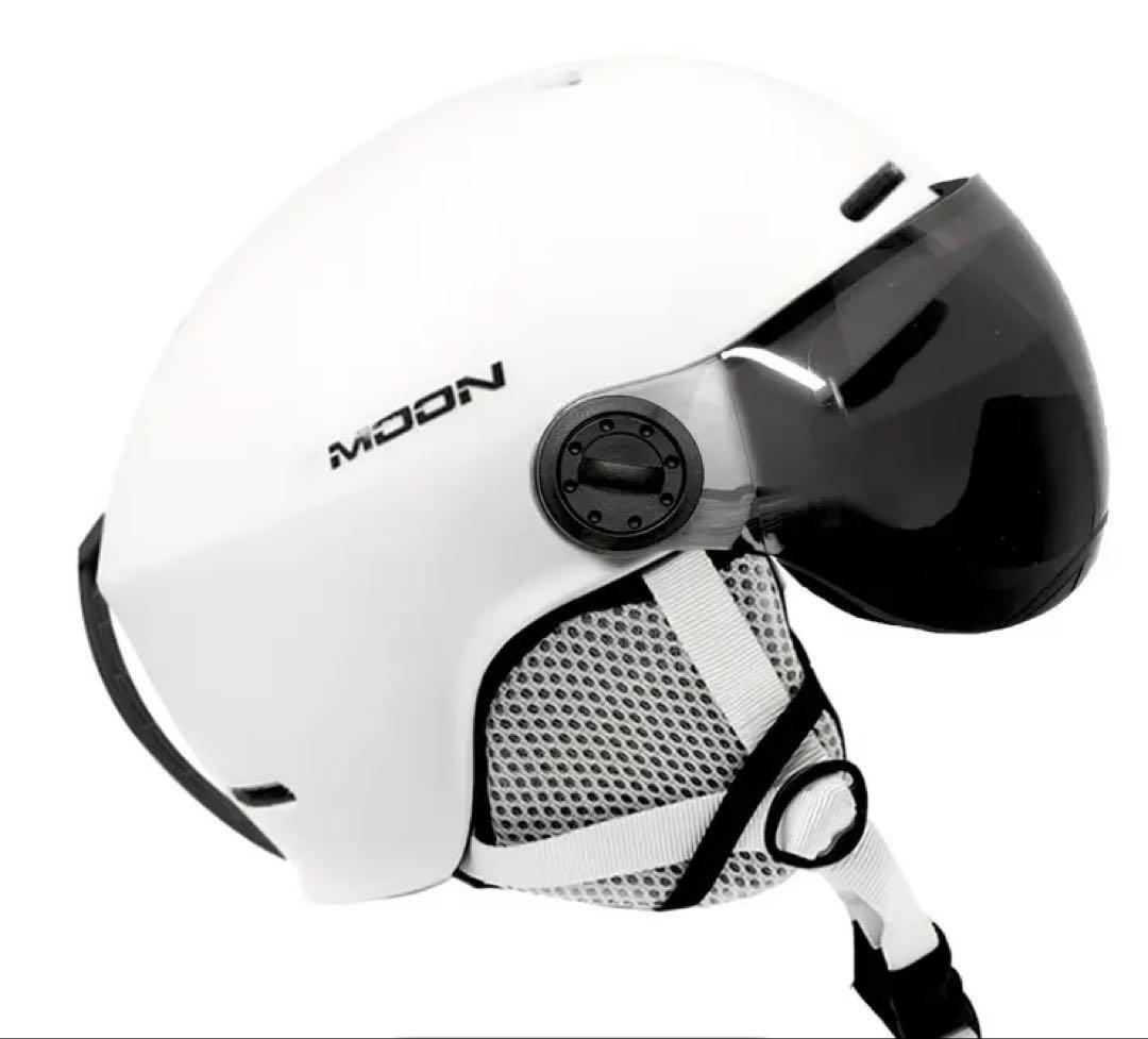 MOON スキー　スノーボード　ヘルメット ホワイトL ゴーグル付き