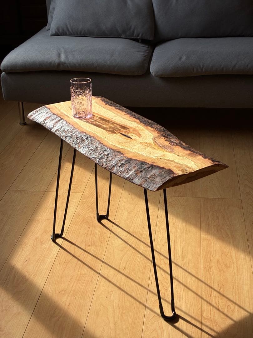 国産桜さくら【美しい色艶】無垢天然木一枚板 サイドテーブル　一点もの