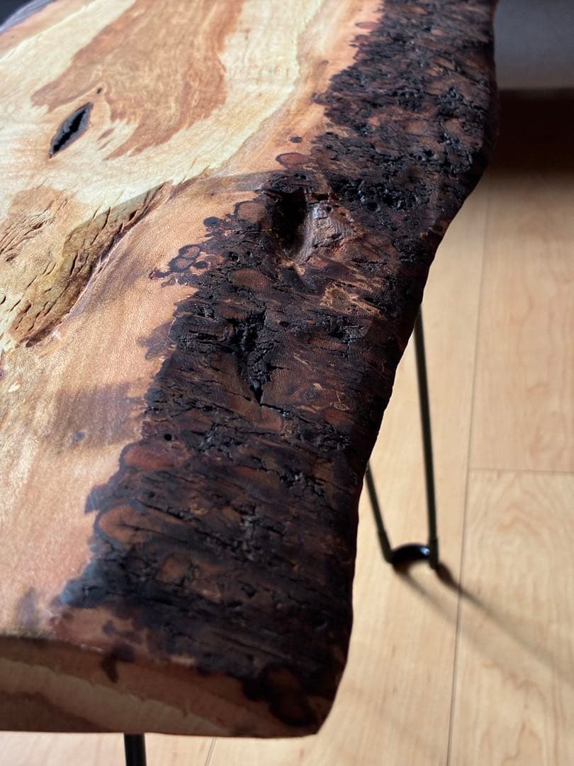 国産桜さくら【美しい色艶】無垢天然木一枚板 サイドテーブル　一点もの