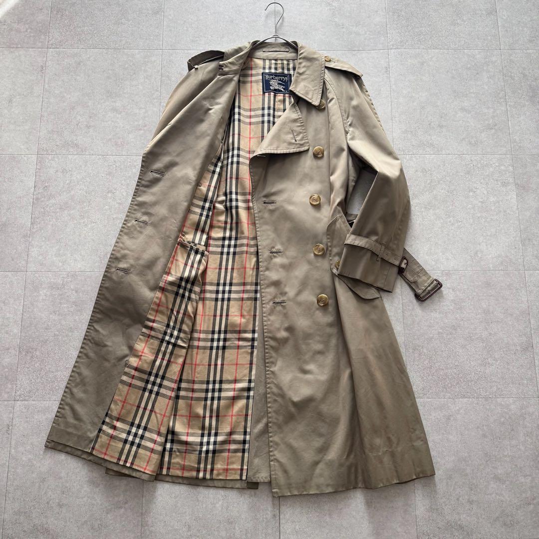バーバリーズ　トレンチコート　ノバチェック　ダブル　ベルト　ベージュ　ロング