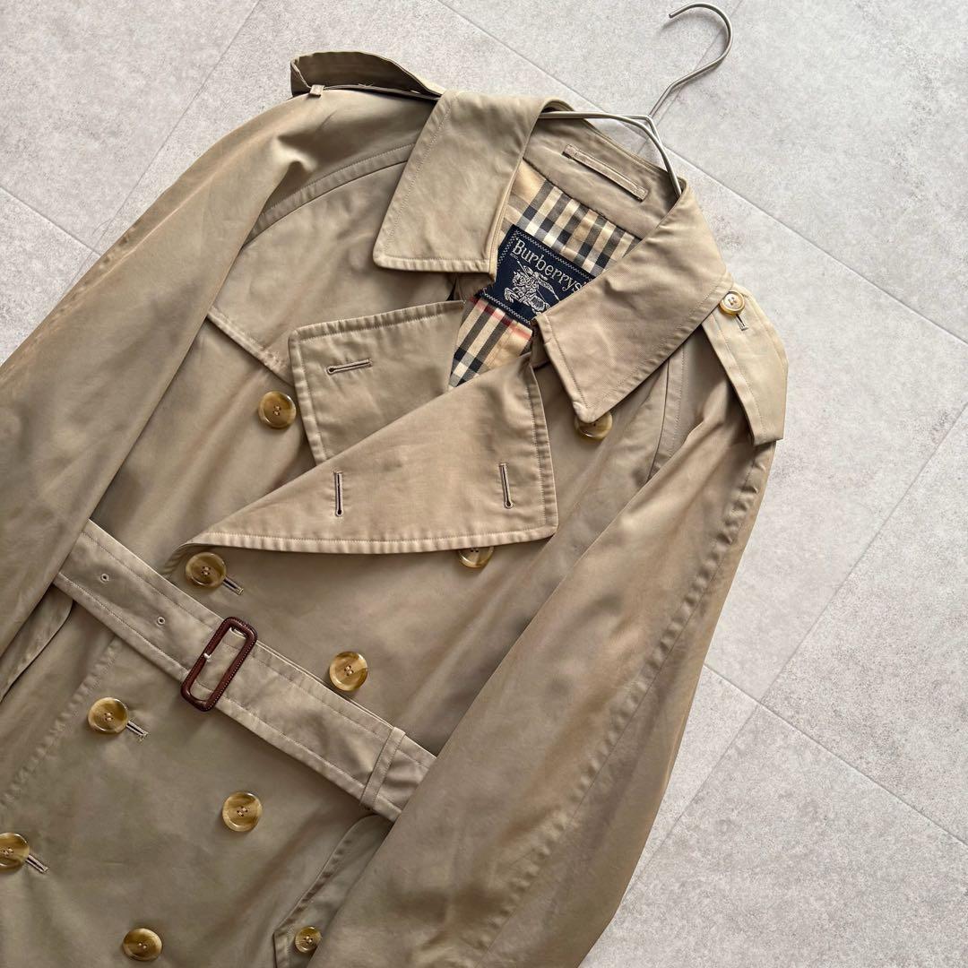 バーバリーズ　トレンチコート　ノバチェック　ダブル　ベルト　ベージュ　ロング