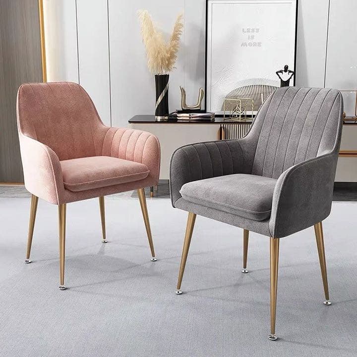 ダイニングチェア 肘付き アームチェア ゴールド脚付き ベルベット