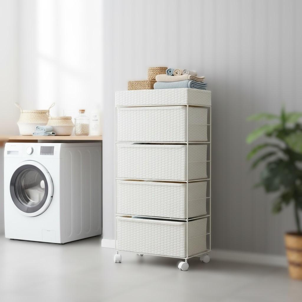 【新品】ランドリーチェスト　天板収納スペース　キャスター付　アウトレット