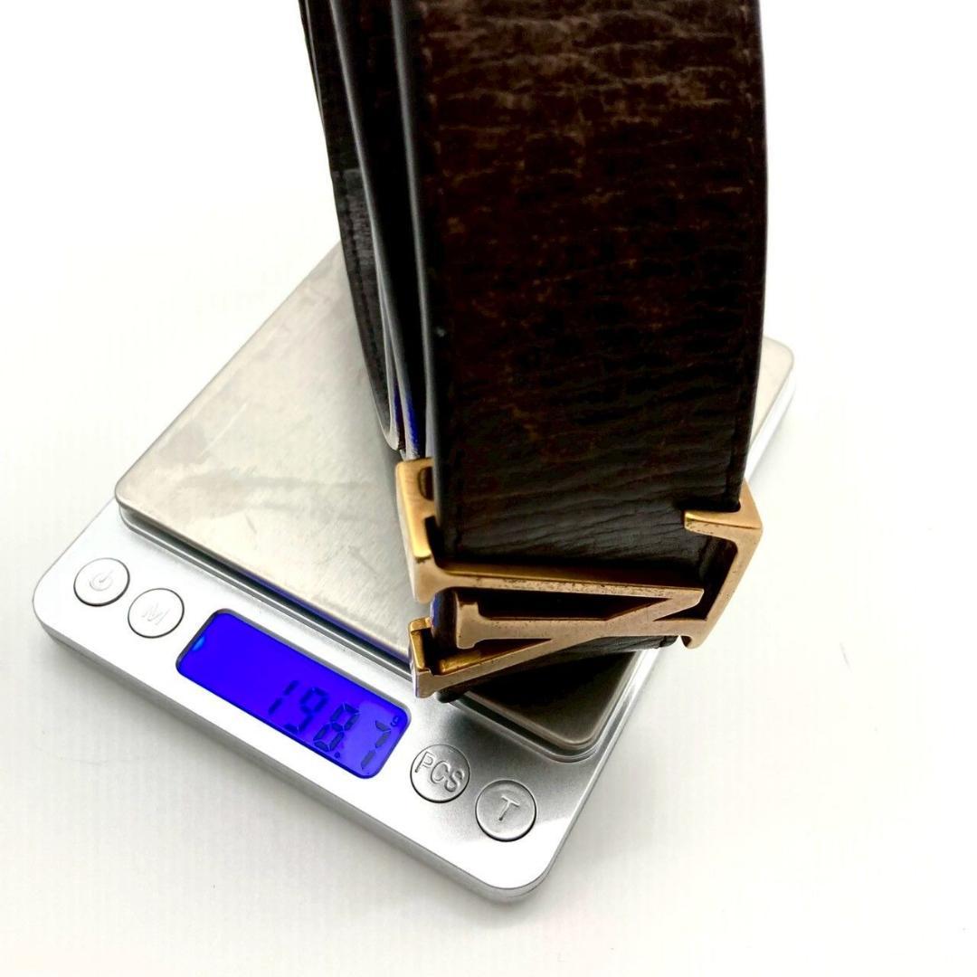 ルイヴィトン サンチュール イニシアル レザー ブラック ゴールド 71204