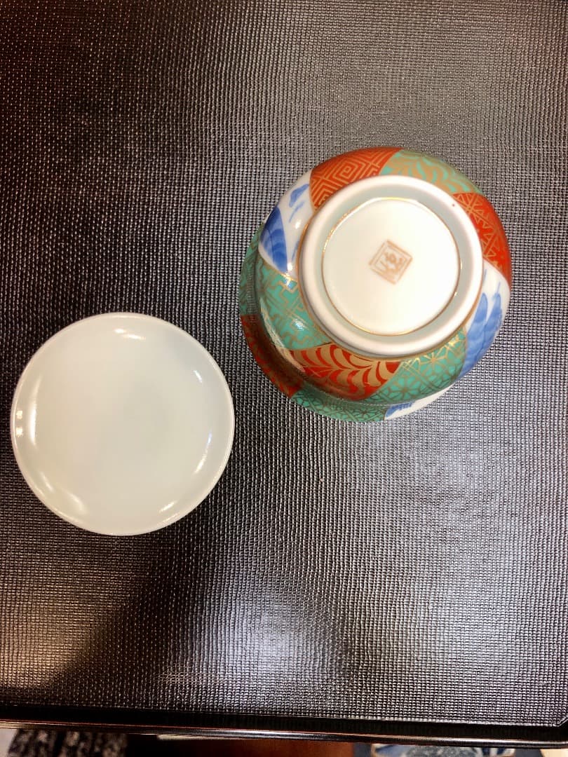 金蘭地紋山水小蓋物　5個セット　有田焼　蓋付小鉢