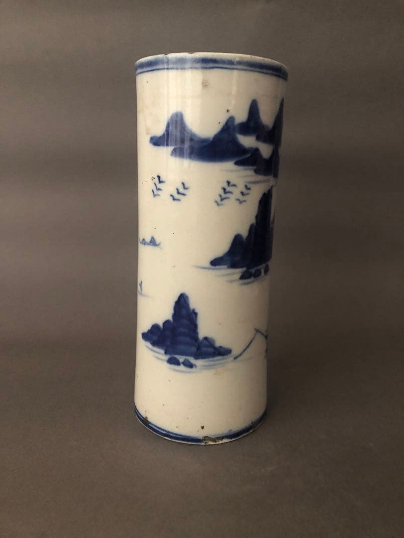 中国骨董古美術　染付青花雲堂手　花瓶　アンティーク