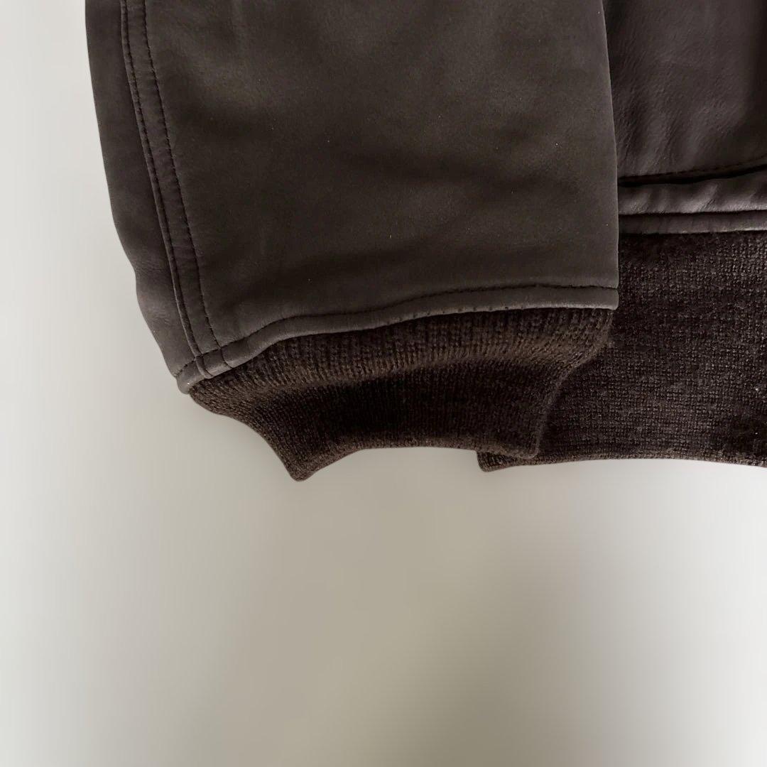 た*ん様 グレー レザー MA-1ジャケット