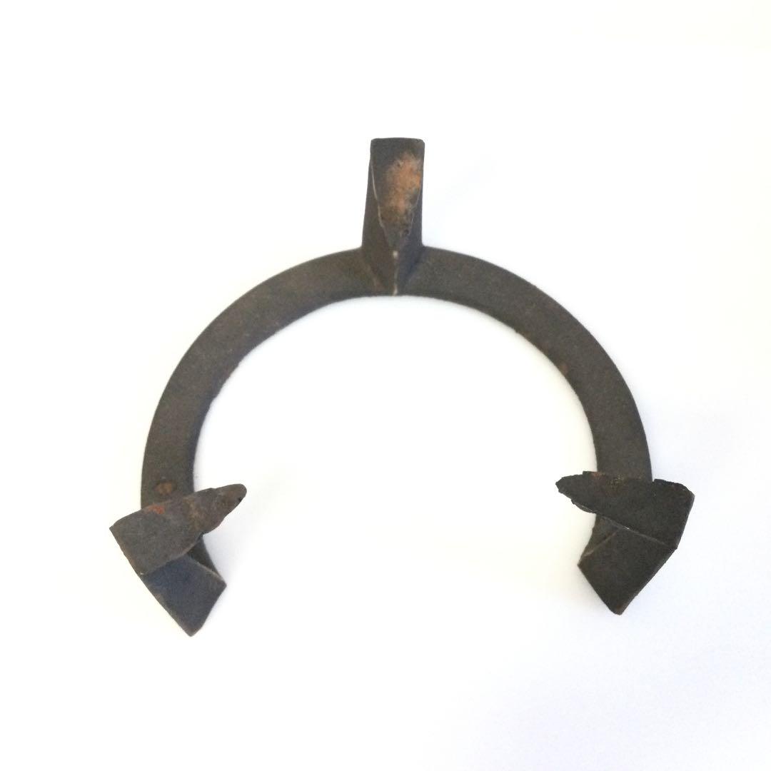 面取風炉 唐銅製 敷瓦 五徳 敷板付 茶道具 銘無し L302