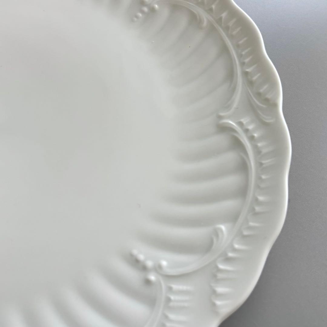 フランス製ヴィンテージ　シャスタニエ製　リモージュ　白磁 レリーフ大皿【未使用】