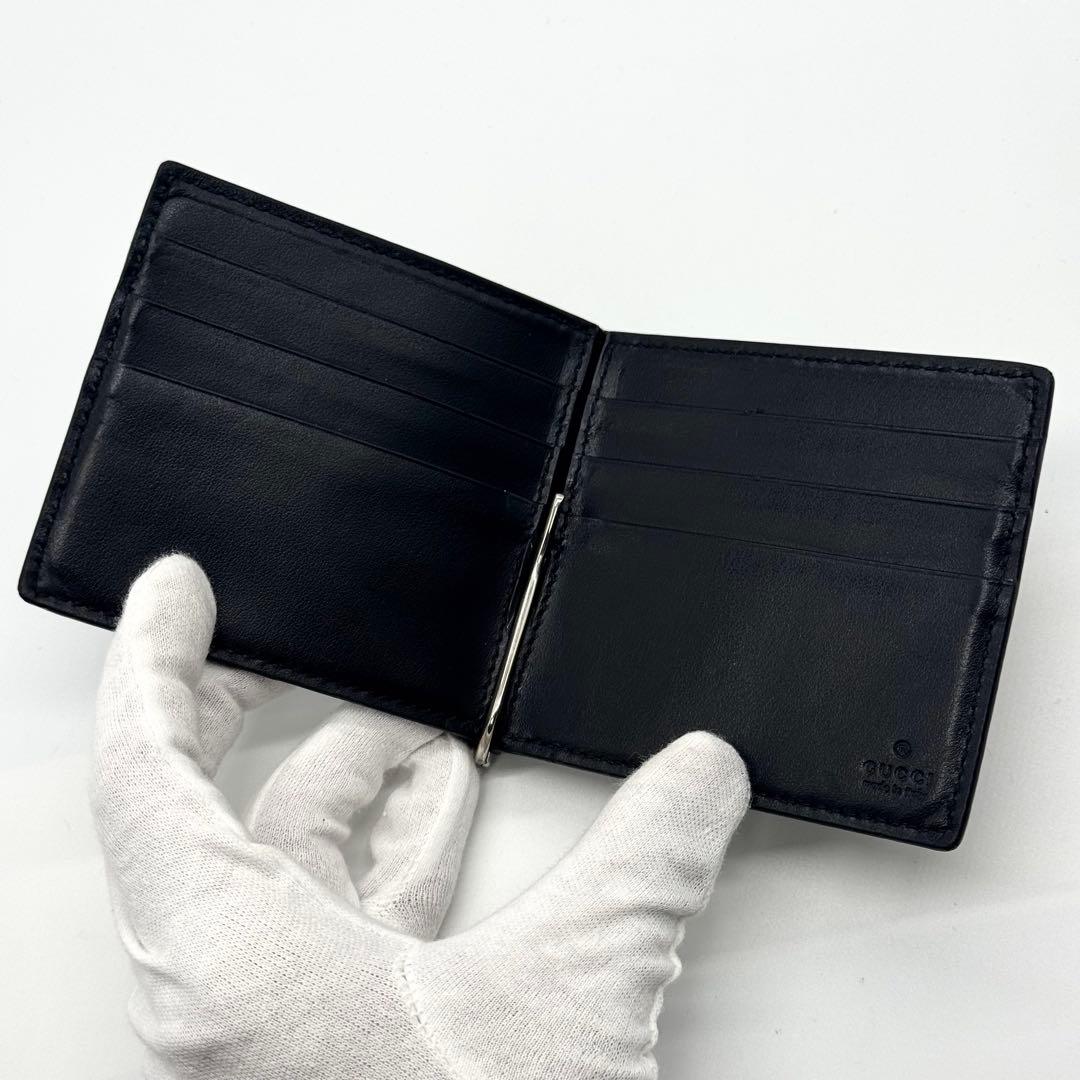 希少✨グッチ マネークリップ 札入れ GGエンボス デカロゴ ブラック 黒