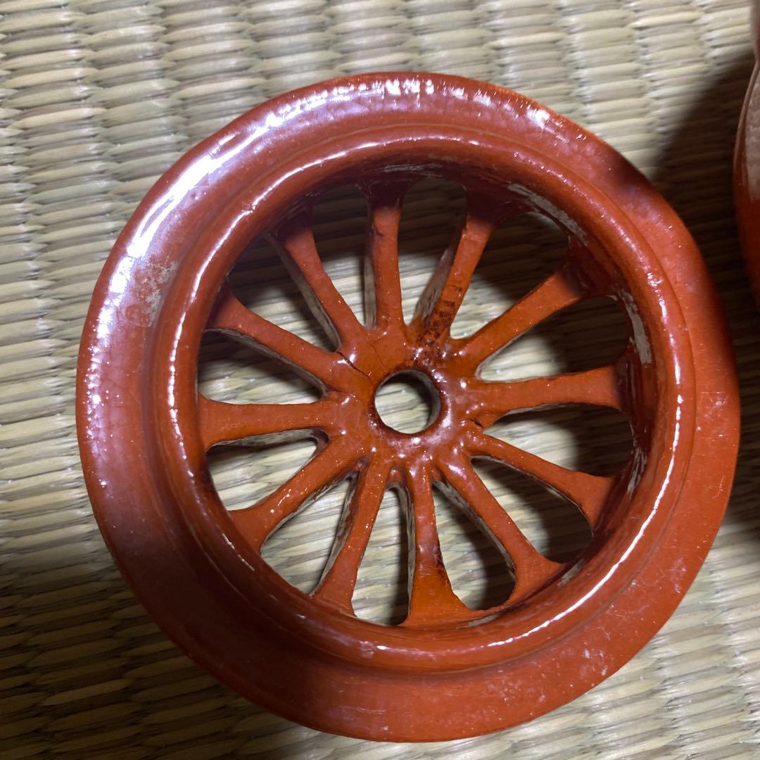 茶道具　楽焼　和楽　赤　三具足