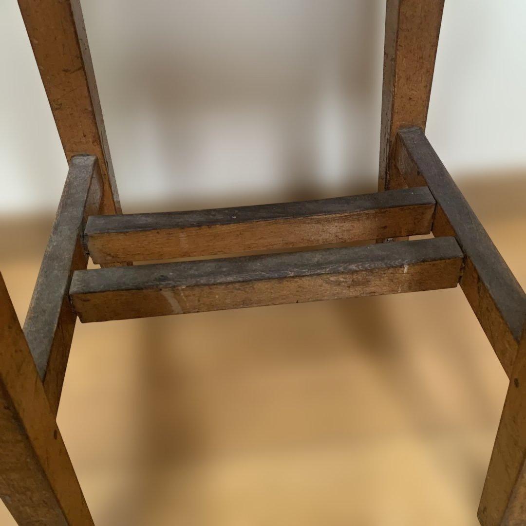 昭和レトロ　木製スツール 緑色クッション付き アンティーク　インテリア　オブジェ