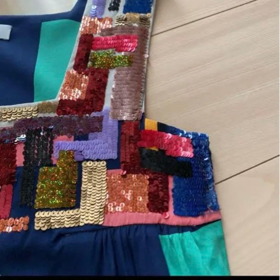 【 定価8.3万・M希少】エミリオブッチ　衿元総スパンコールの豪華なワンピース