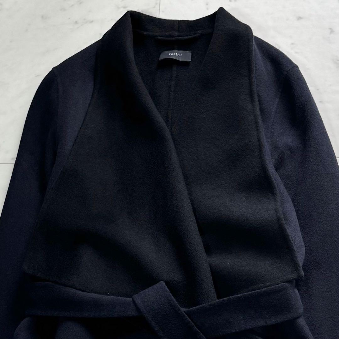 美品 JOSEPH ベルテッドダブルフェイスコート カシミヤ混 バイカラー 38