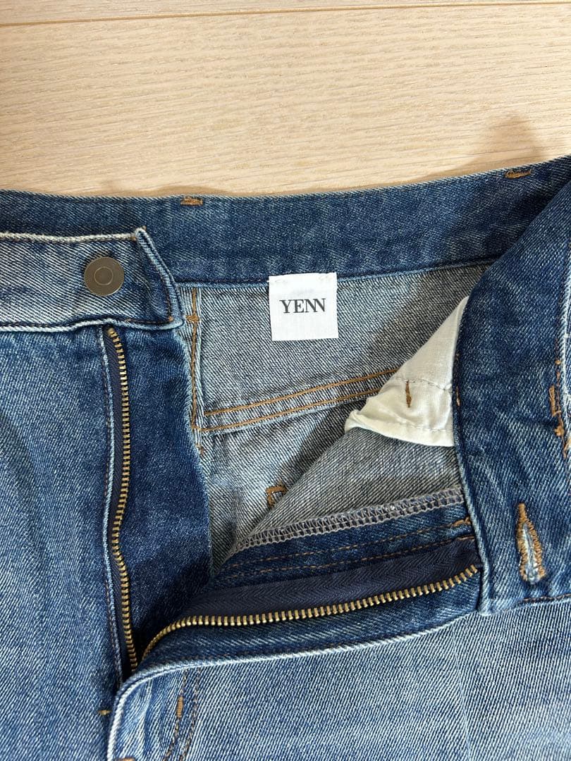 YENN ダークブルー ハイウエストデニム