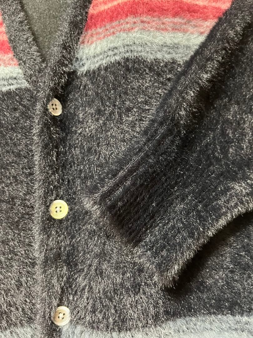 トップス STUSSY STRIPE SHAGGY CARDIGAN S