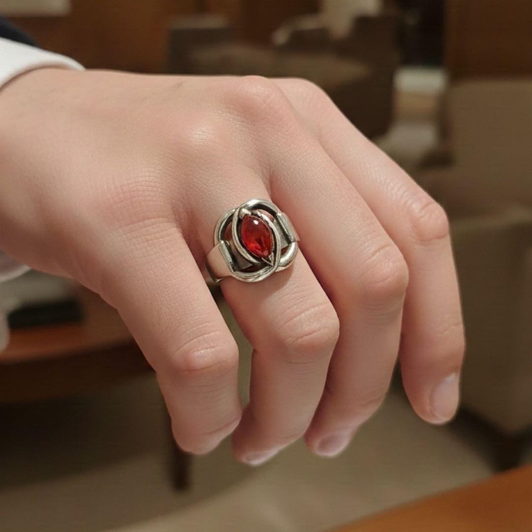 【幻】HERMES ヴィンテージ リング カーネリアン コンビ Ag925 52