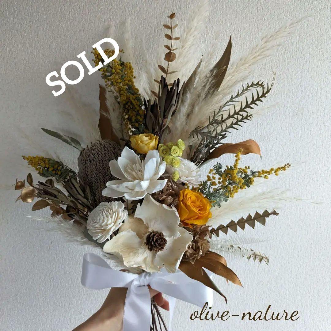 【特別価格】パームフラワーのウェディングブーケ＆ブートニア 結婚式 前撮り