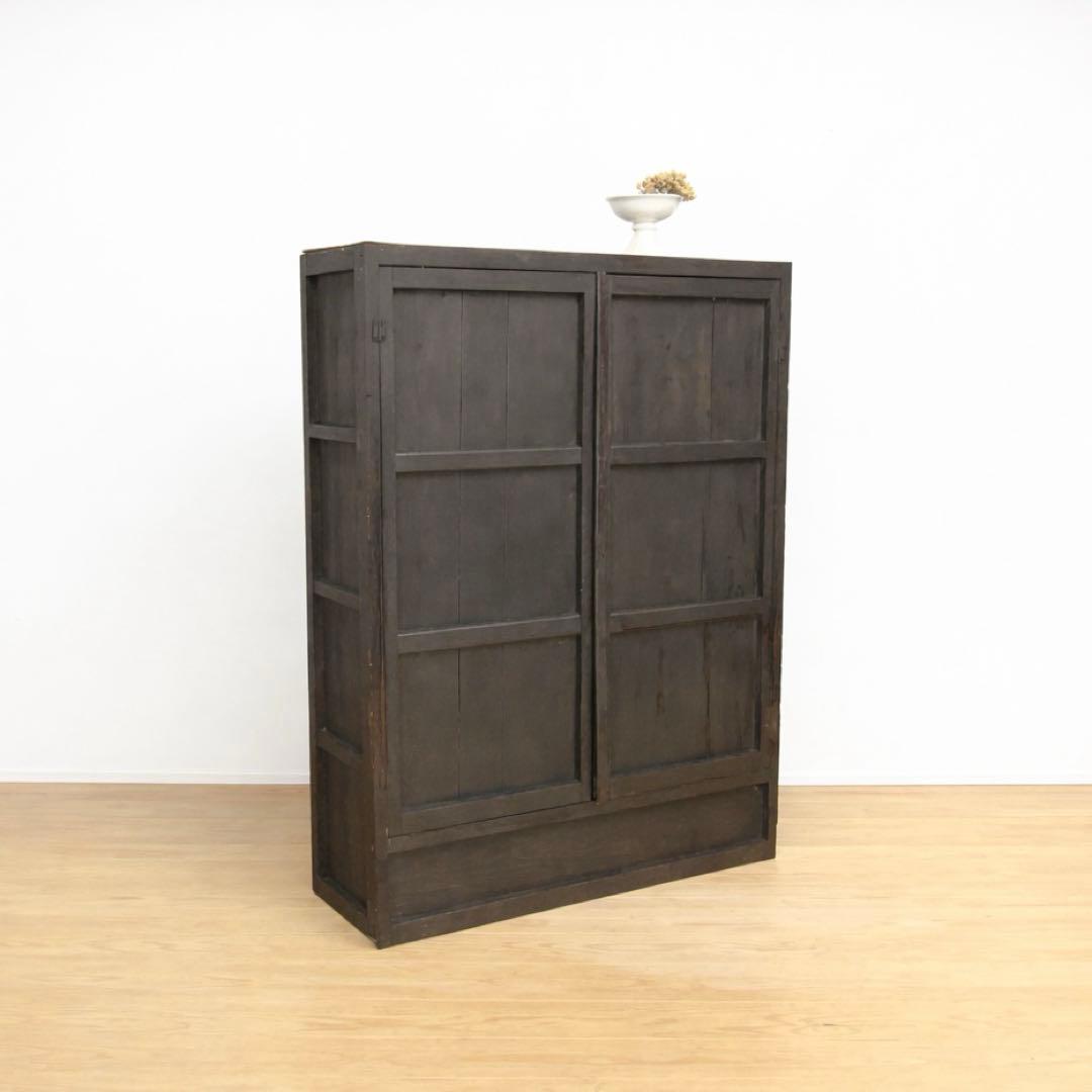 黒色　収納棚　戸棚　高さ約150㎝　M078　古道具　ビンテージ　アンティーク