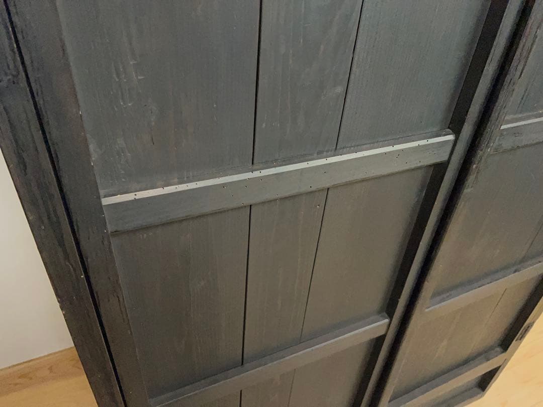 黒色　収納棚　戸棚　高さ約150㎝　M078　古道具　ビンテージ　アンティーク