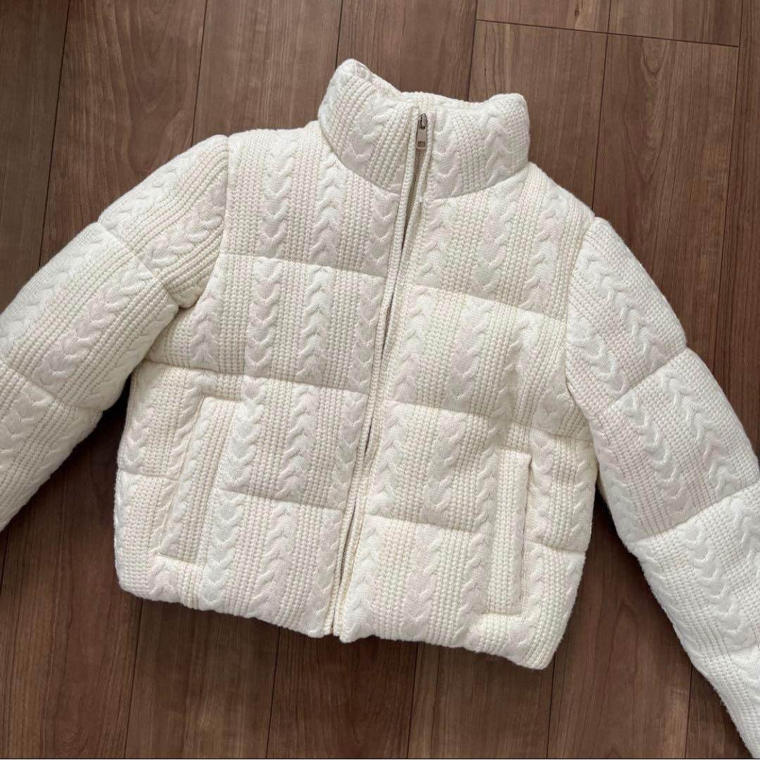 ZARA ドット柄キルティングアノラック 白 アウター S