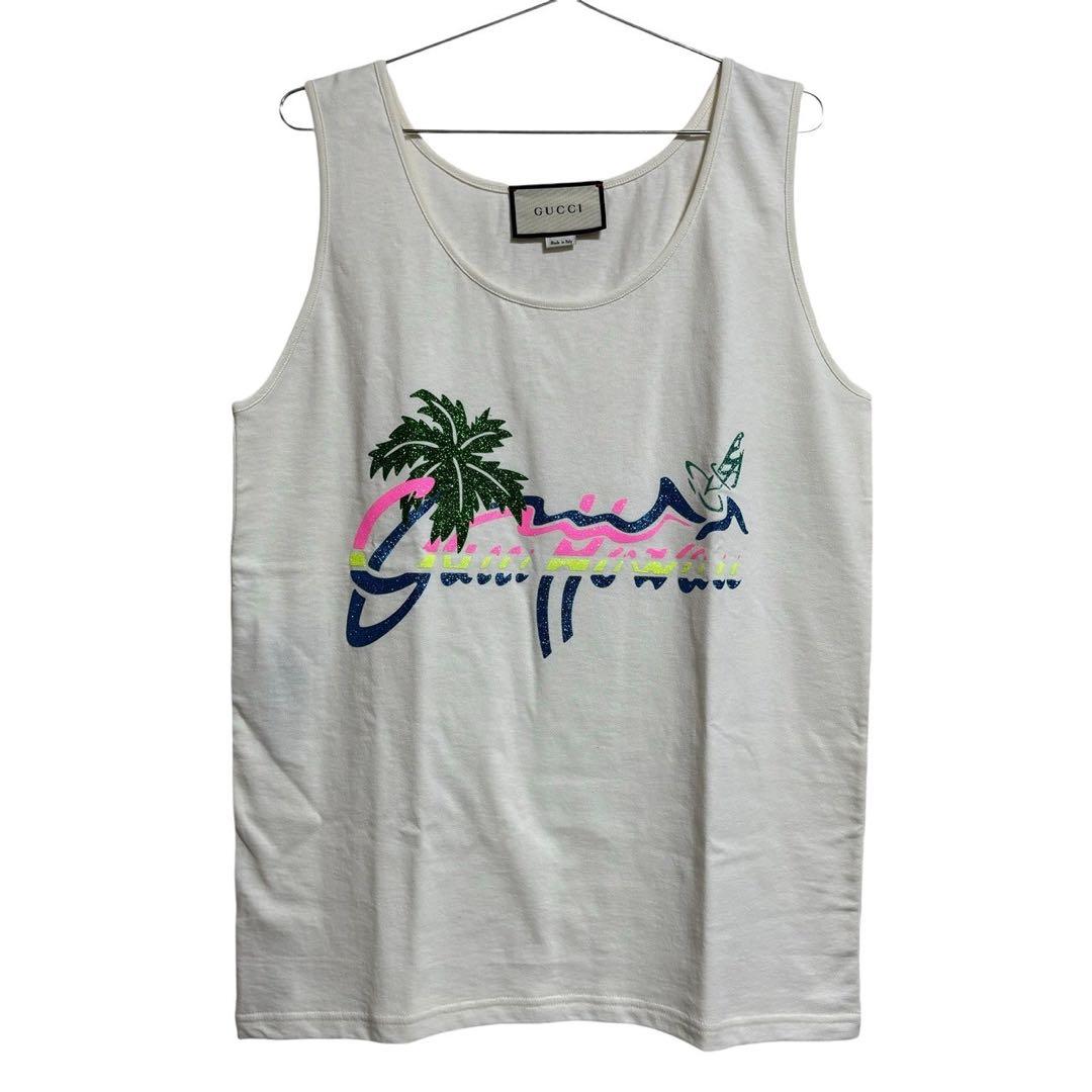 【極美品】GUCCI ノースリーブ ハワイ グリッターロゴプリント XS