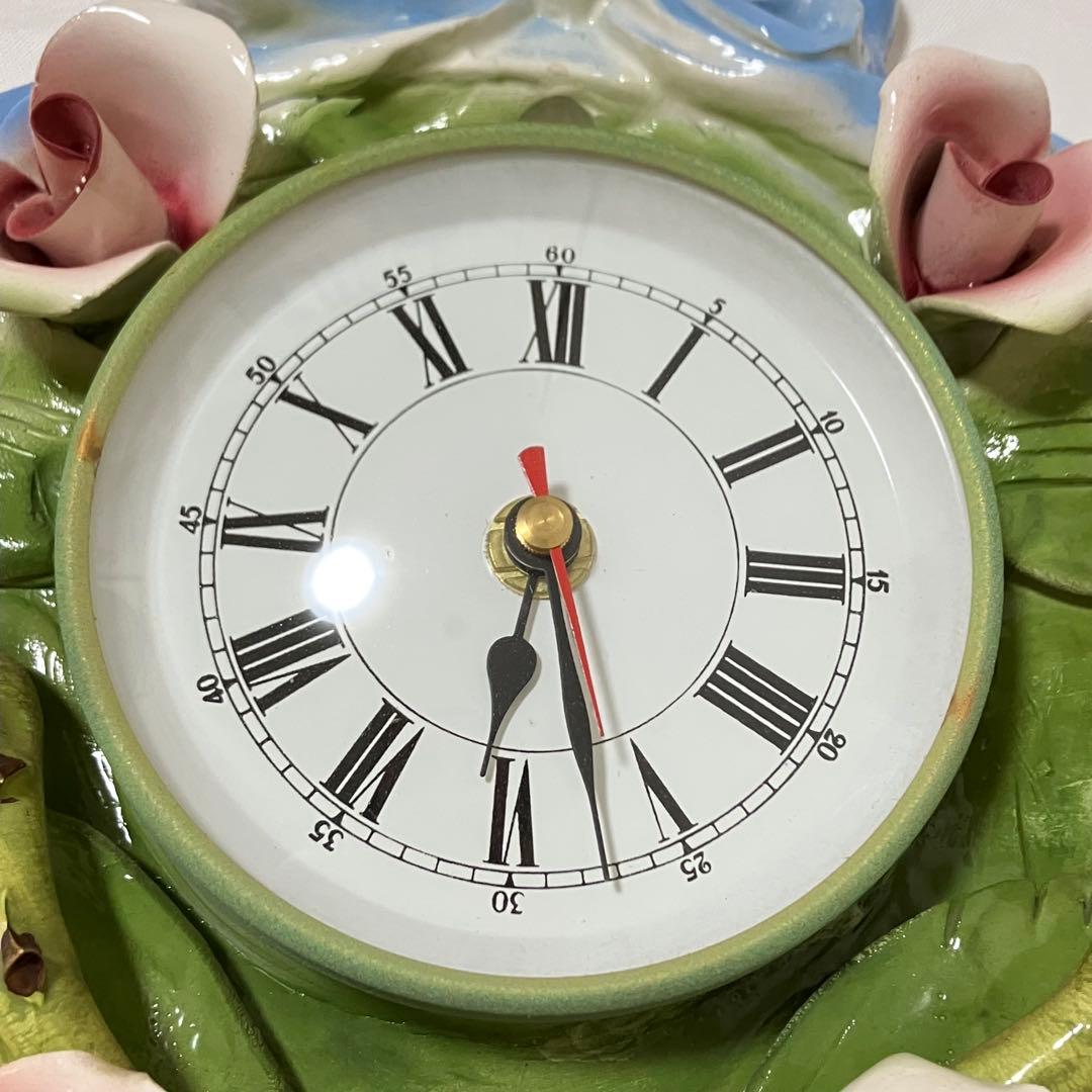 【貴重】REGAL BASSANOイタリア製　薔薇の壁掛け時計・西洋陶器・バラ