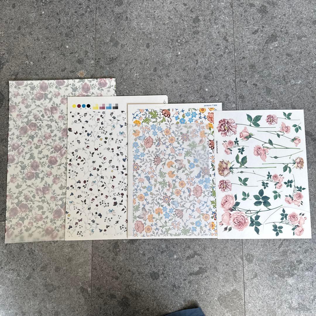 ポーセラーツ転写紙花柄12枚　ヴォーグ社他