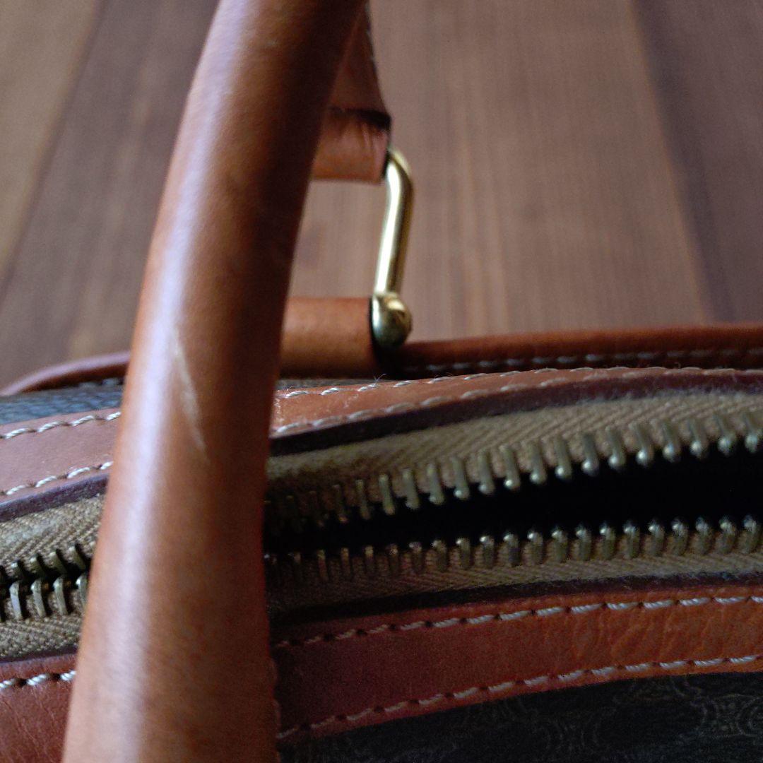 CELINE　セリーヌ　ミニボストンバッグ　マカダム柄　PVCレザー　ブラウン