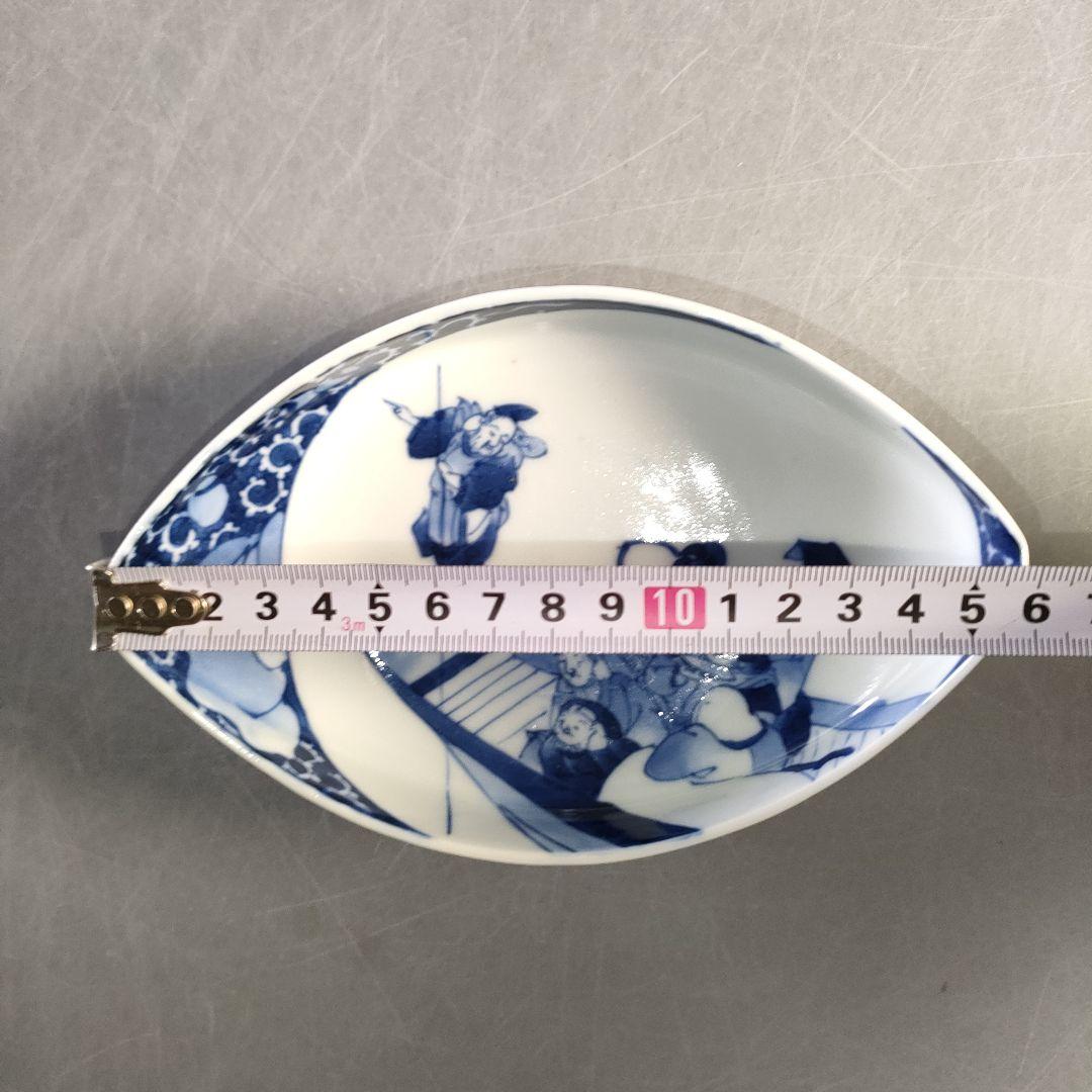 A1284-4/三川内焼/平戸嘉久正窯/染付人物文銘々皿 大10客・小10客/