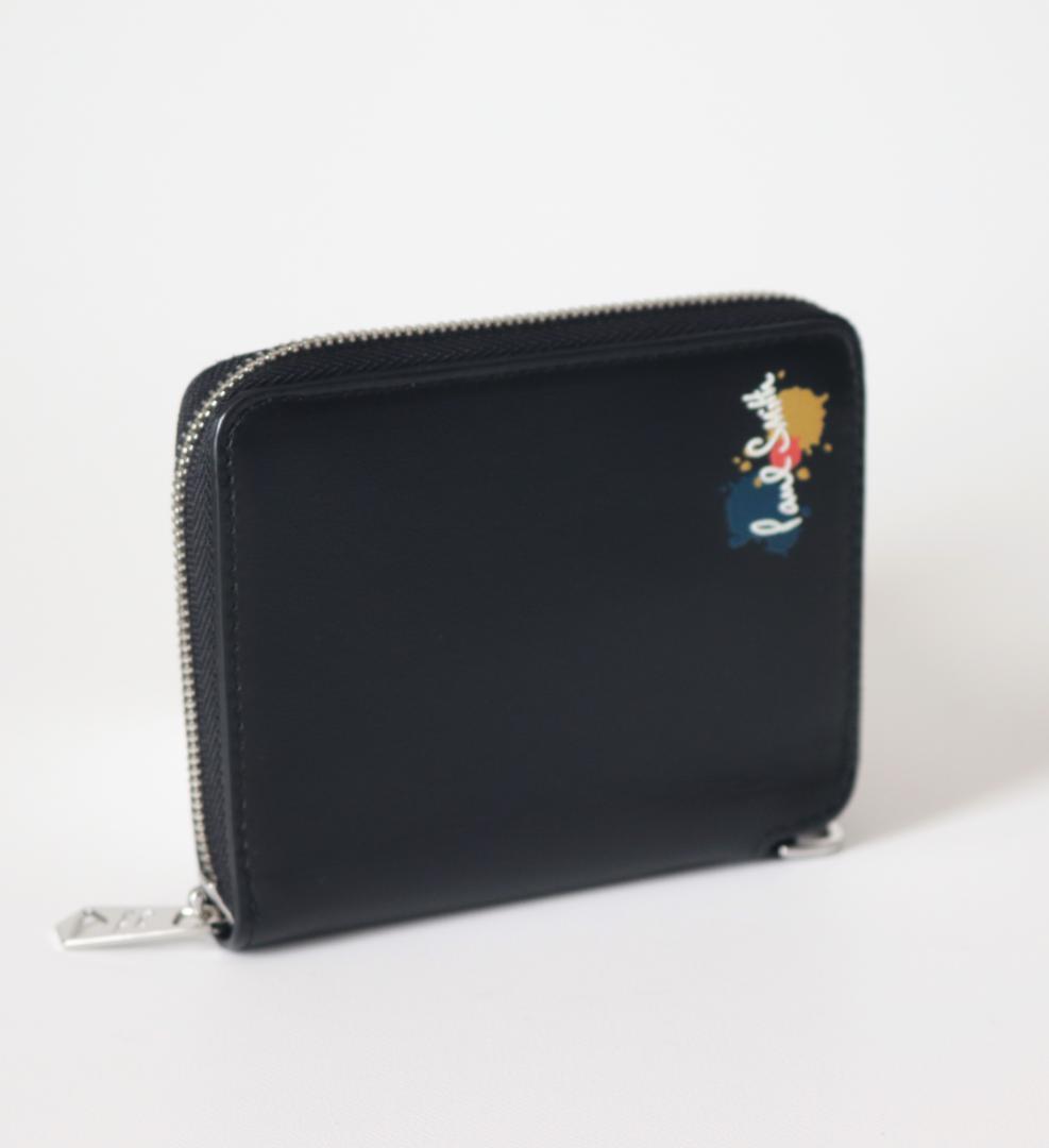 新品箱付き【ポールスミス】イタリア製 ラウンド二つ折り財布 黒 プレゼント最適