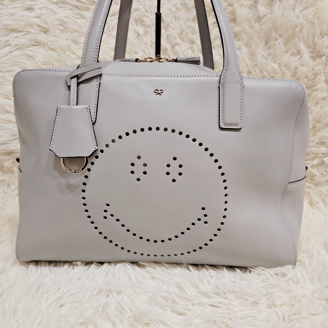 極美品 アニヤハインドマーチ ボストンバッグ スマイリー 大容量 トートバッグ