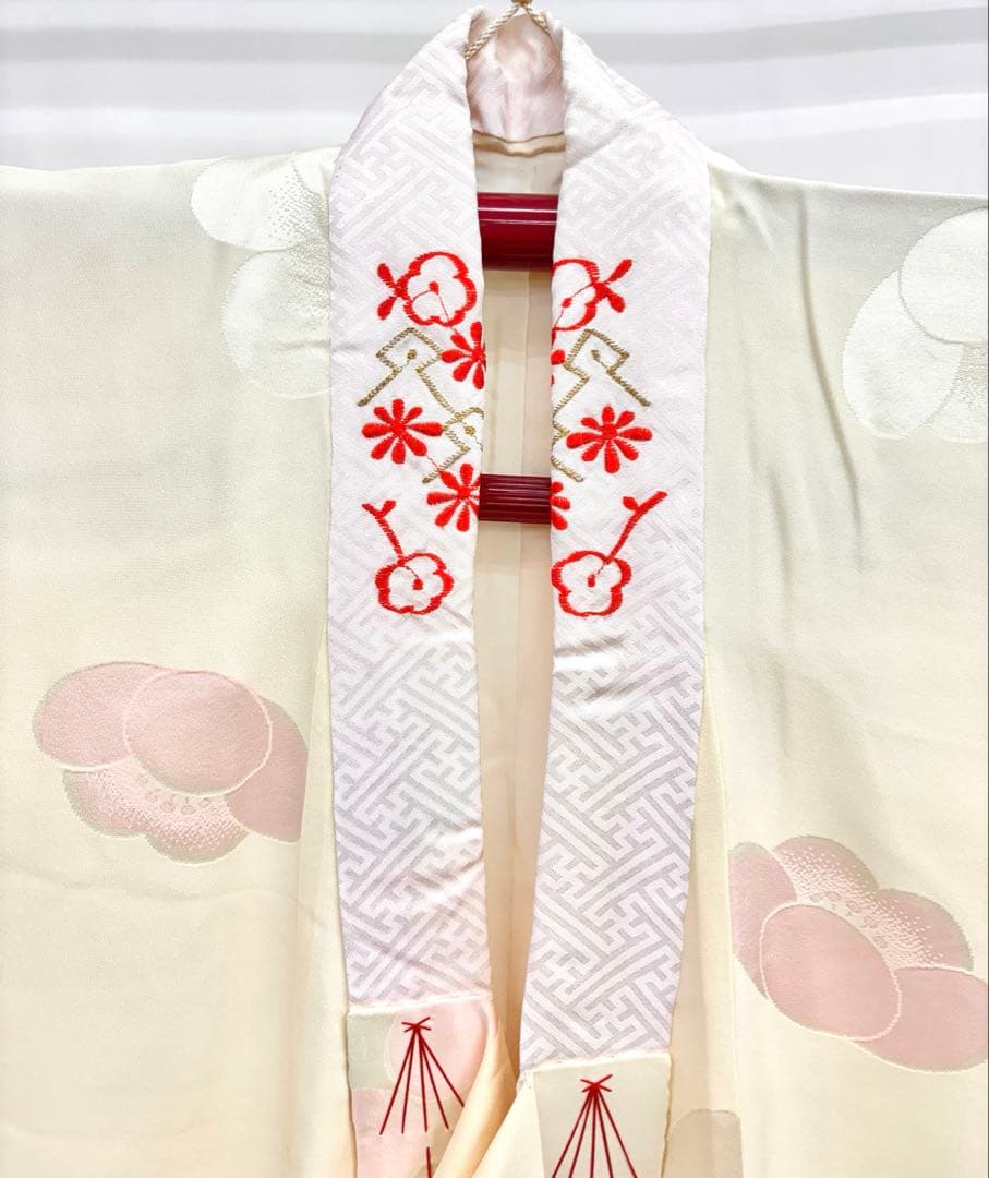 七五三着物　7ー8才　女児　四つ身　毱・桜／黄色系《子供492》#江戸小もーん