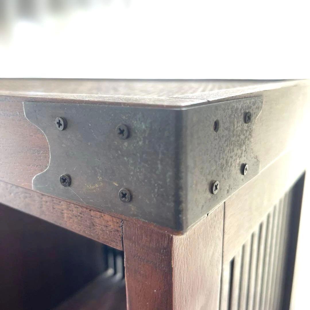 和風 アジアン 飾り棚 茶箪笥 アンティーク 古道具 キャビネット 格子デザイン