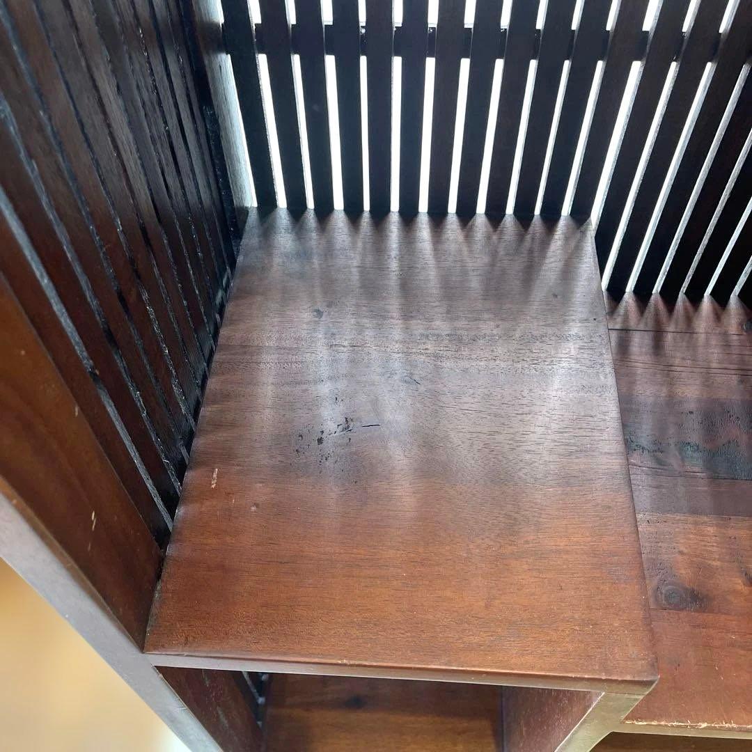 和風 アジアン 飾り棚 茶箪笥 アンティーク 古道具 キャビネット 格子デザイン