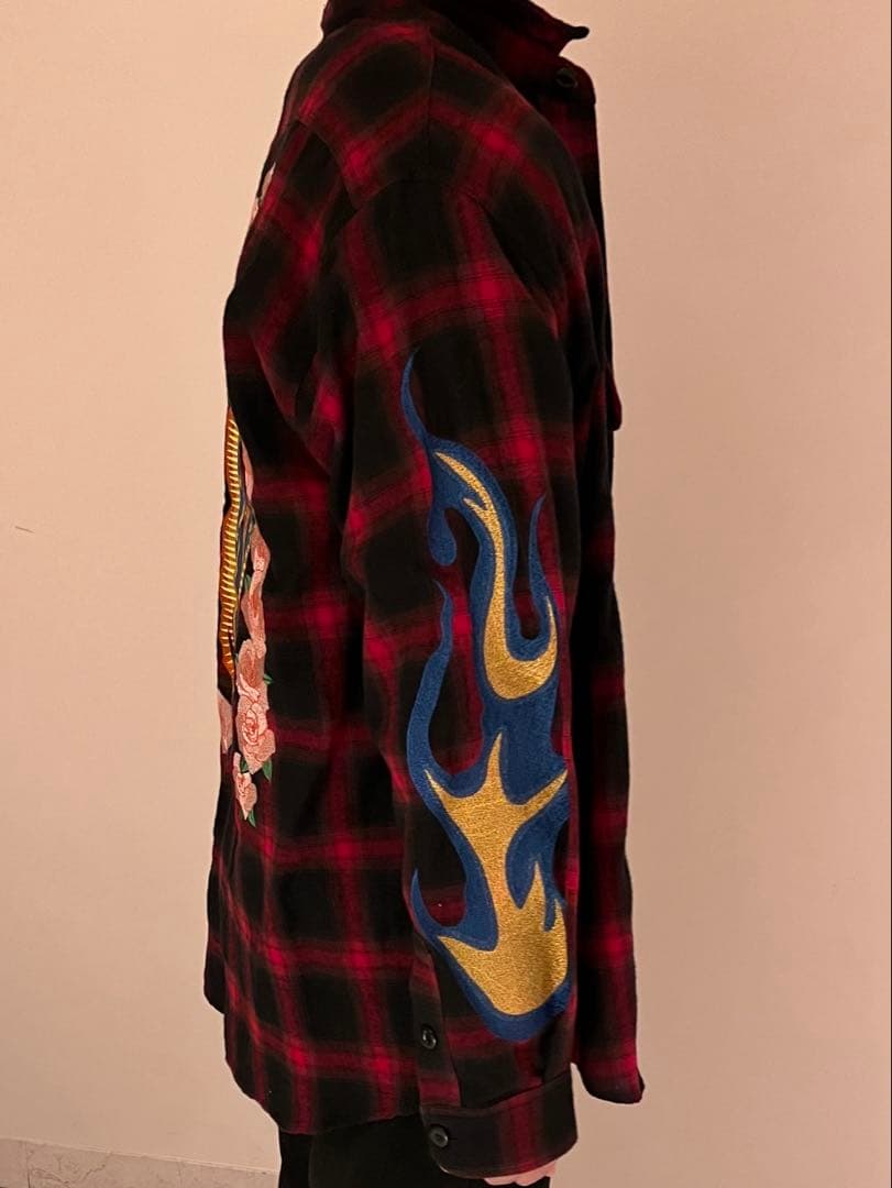 MAYO 刺繍マリアチェックシャツ レッド