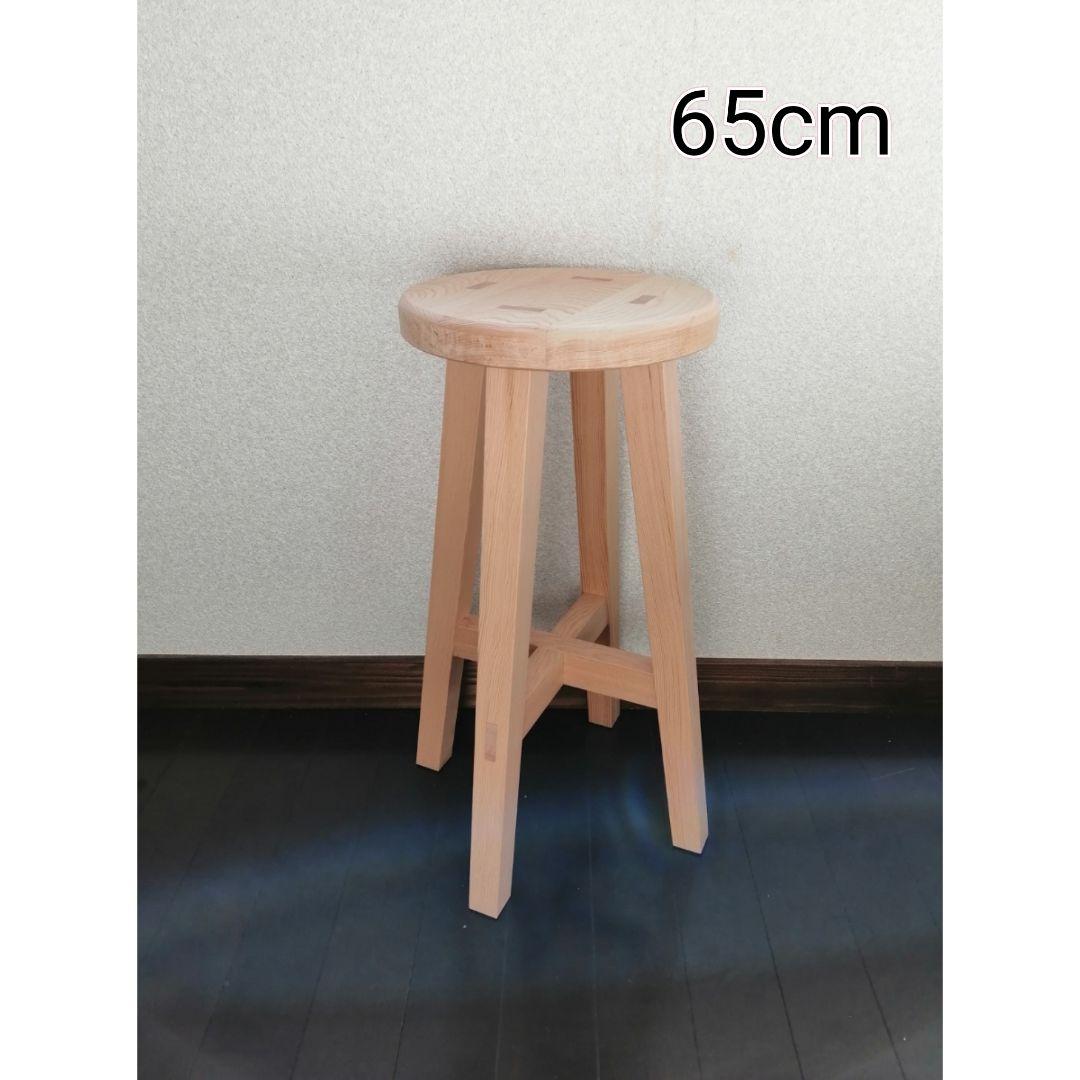【ほぞ組】木製スツール　高さ65cm　丸椅子　stool　花瓶台
