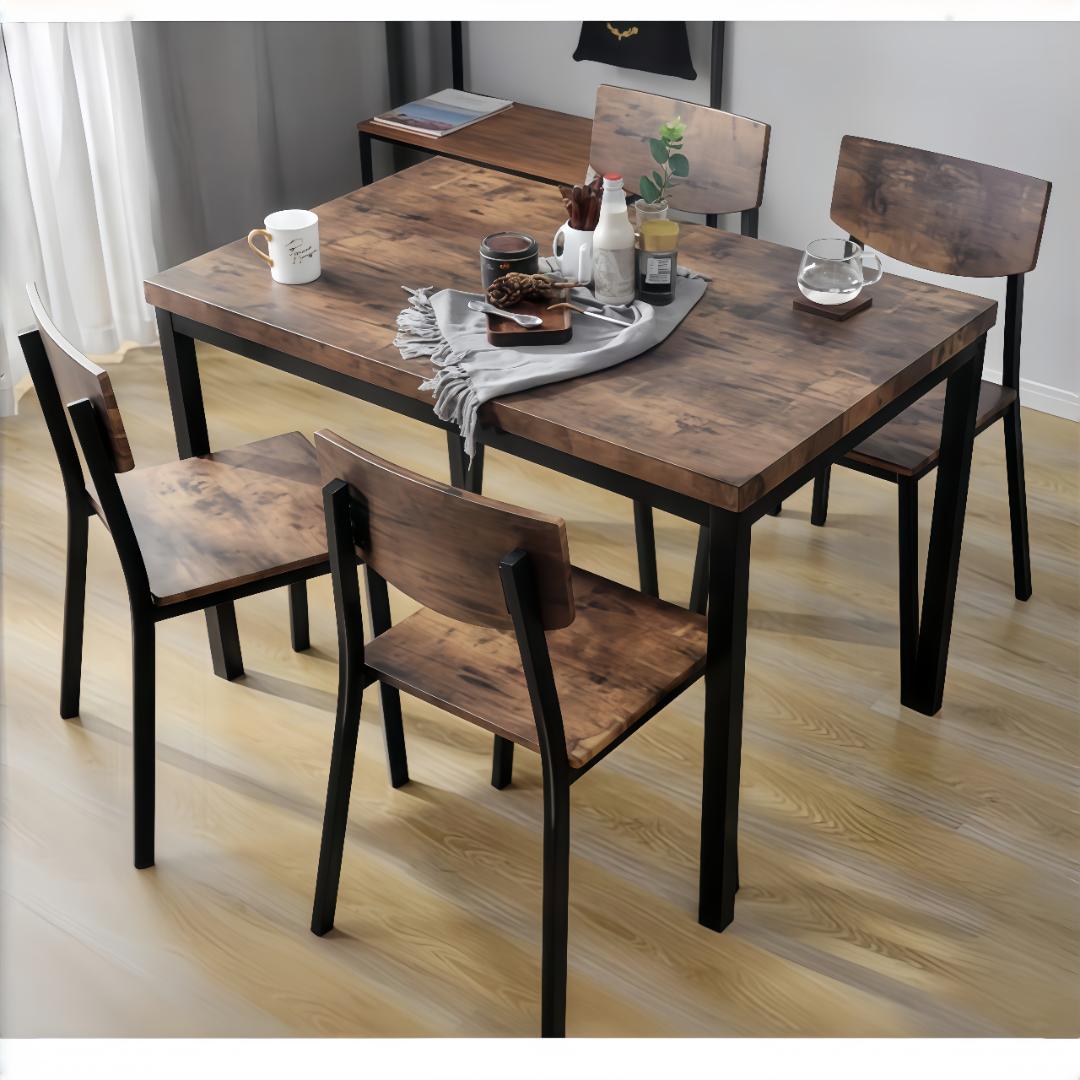 新品！超安！✨ダイニングセット 4人掛け5点セット 木目調　幅110　BROWN