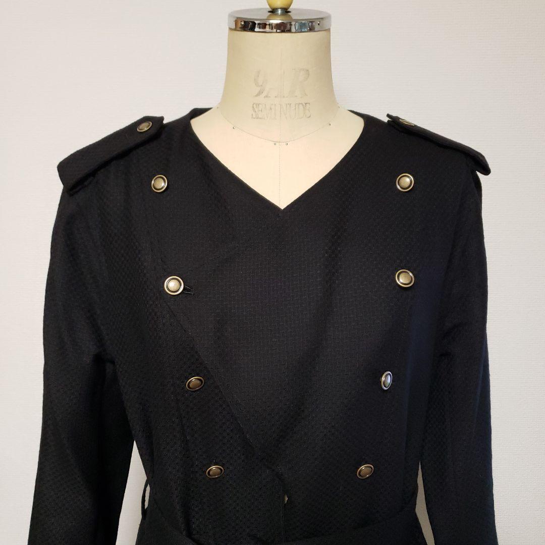 Lion黒 ダブルブレスト トレンチコート